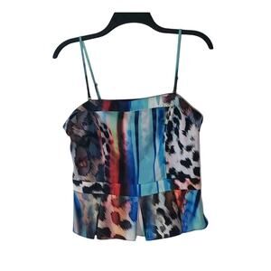 Vintage Bebe Y2K Peplum Multicolor Removable Straps Corset Top S/M